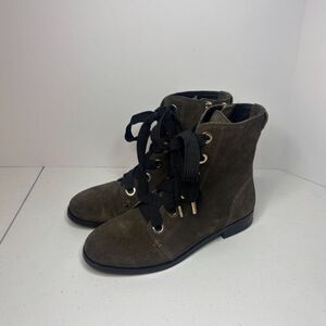 Kate Spade Raquel Green Suede Lace Combat Ankle Boots Womens